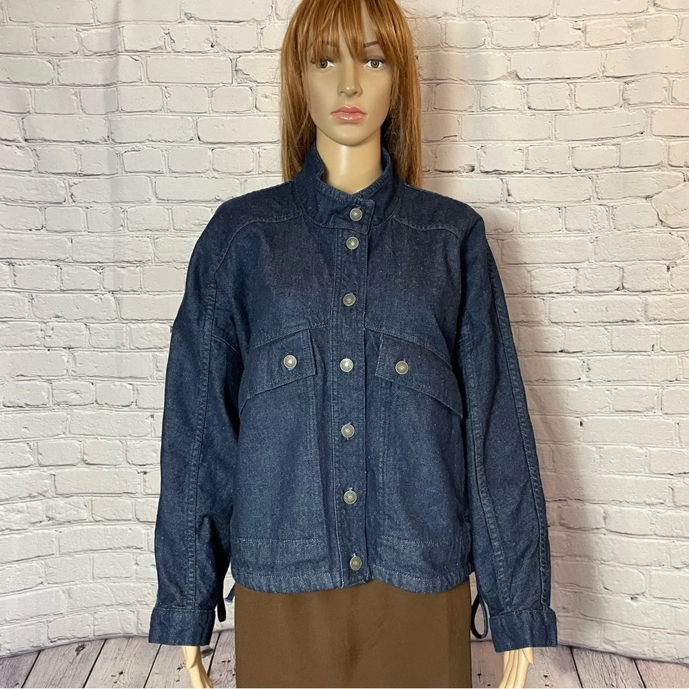 New Free People Casey Denim Blue Jacket Size XS - Picture 3 of 14